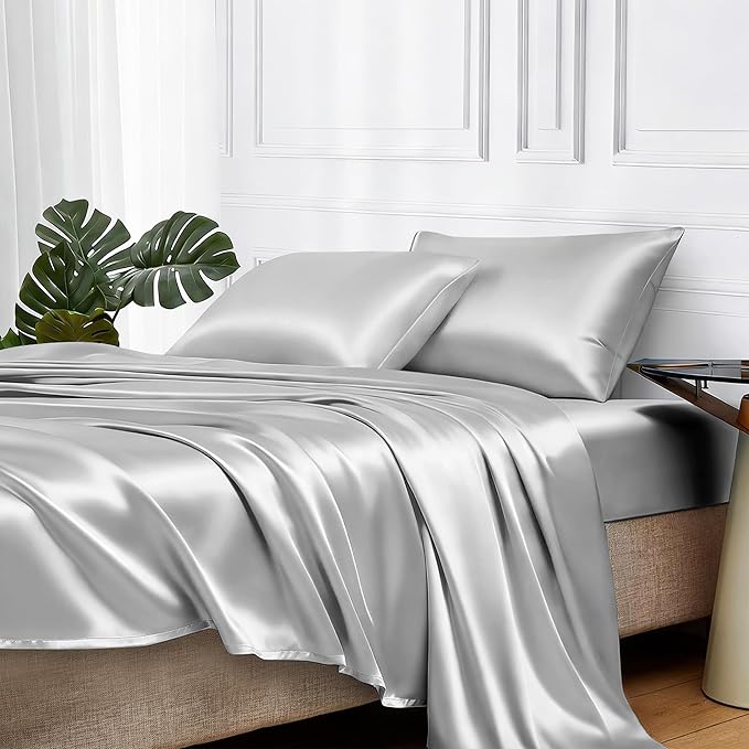 MR&HM Satin Bed Sheets, Full Size Sheets Set by MRHM