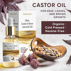 Castor Oil Organic Cold Pressed Unrefined Glass Bottle, Eyebrow Eyelash Growth - Image 7