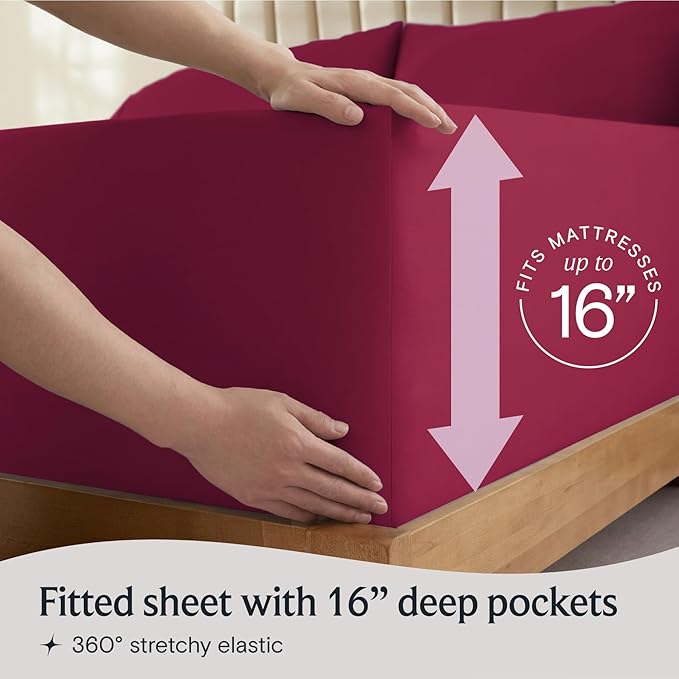 LuxClub 5 PC Split King Sheet Set, Breathable Luxury Bed Sheets, Deep Pockets - Image 6