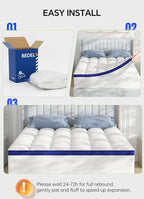 BEDELITE King Mattress Topper 3 Inch Thick Mattress Pad, Plush Pillow Top Bed - Image 6