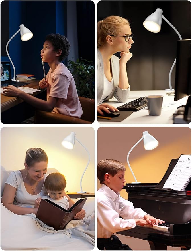BOHON Clamp Lamp Reading Light 5 Color Modes 10 Brightness Dimmer Bedside Lamp - Image 6