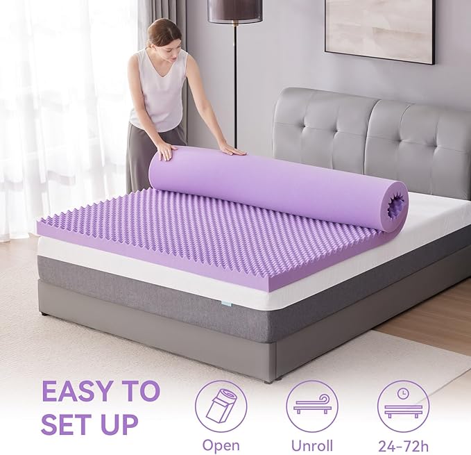 SINWEEK 1.5 Inch Egg Crate Memory Foam Mattress Topper Twin XL, Twin Extra Long - Image 6