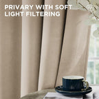 Joydeco Latte Coffee Velvet Curtains 84 Inches 2 Panels, Luxury Thermal - Image 6
