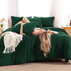 CozyLux Full Size Comforter Sets Emerald Green, 7 Pieces Bed in a Bag Full - Image 4