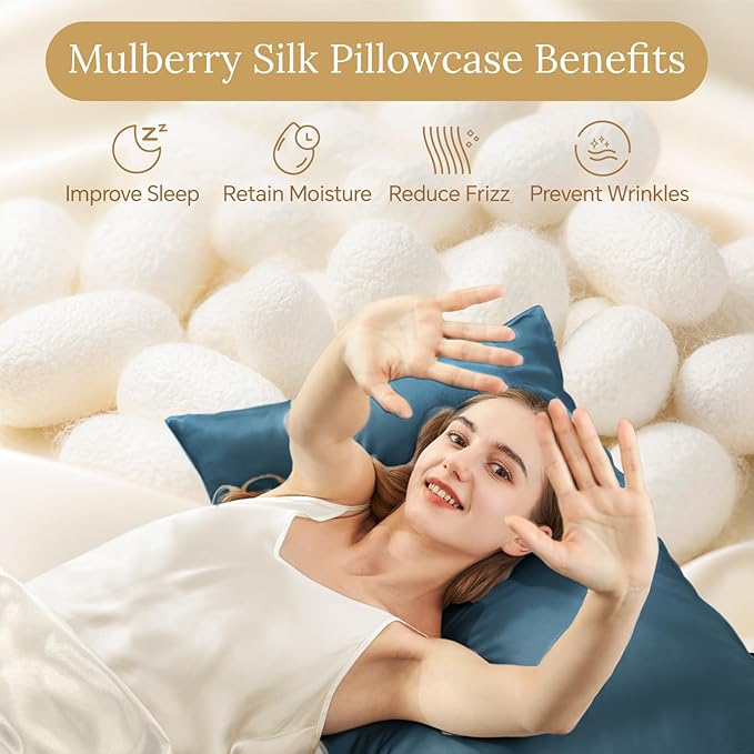 INFIIXSO Silk Pillow Cases 2 Pack Standard Size, Ultra Smooth & Soft Mulberry - Image 2
