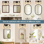 3-Light Farmhouse Bathroom Vanity Light Fixtures, Rustic Wood Bathroom Light - Image 6
