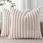 Pallene Faux Fur Plush Throw Pillow Covers 16x16 Set of 2, Luxury Soft Fluffy by PALLENE