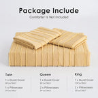 WARMDERN Yellow Boho Duvet Cover Set Queen Size, Striped Textured Duvet Cover - Image 6