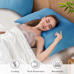 Curved Pillow Case King Size, Side Sleeper Pillow Cases Cover Cooling Rayon - Image 3