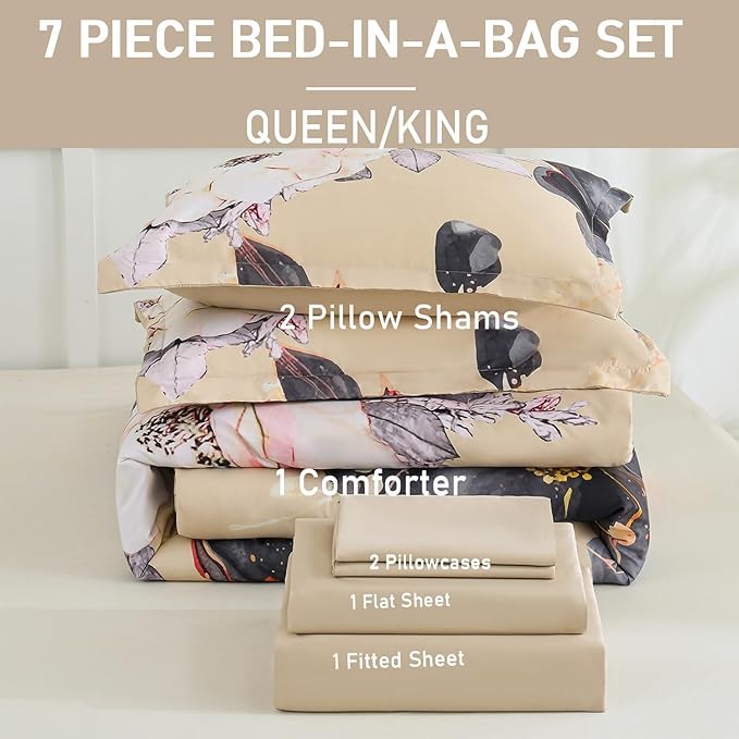 Yogeneg King Size Comforter Set 7 Piece Bed in a Bag, Soft Microfiber Comforter - Image 6