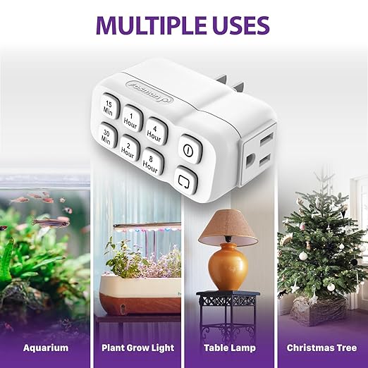 Fosmon Countdown Plug-in Timer Dual Outlet, Indoor Light Timer - Image 8