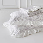 SUSYBAO Purple White Floral Duvet Cover Queen 100% Cotton 3 Pcs Set 1 White - Image 7