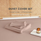 Wake In Cloud - Cotton Duvet Cover Set, King Size, Dusty Rose Pink, 100% Washed - Image 2