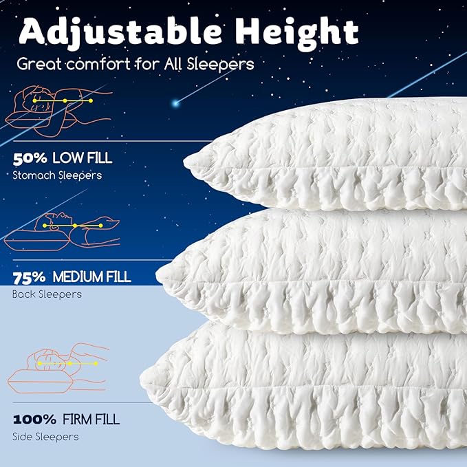 Cooling Side Sleeper Pillow for Neck and Shoulder Pain, Luxury Shredded Memory - Image 3