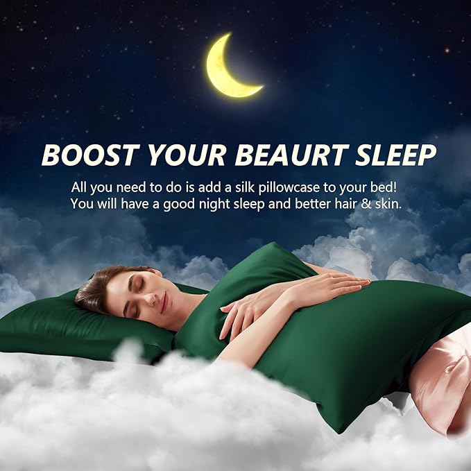 Silk Pillow Cases 2 Pack Standard Size Mulberry Silk Pillowcase Set of 2 - Image 3
