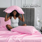 MR&HM Satin Bed Sheets, Full Size Sheets Set - Image 3