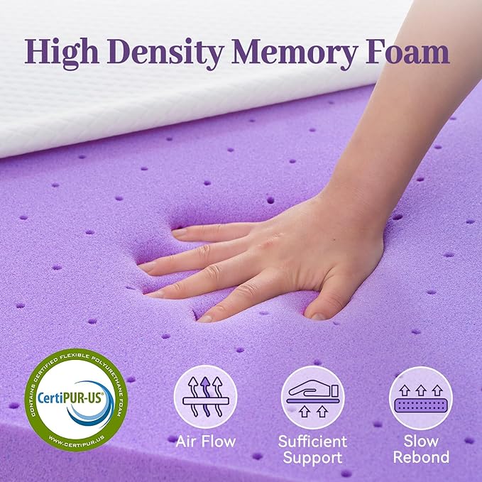 SINWEEK 2 Inch Gel Memory Foam Mattress Topper Full XL Size, Ventilated High - Image 5