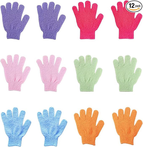 12 Pcs Exfoliating Bath Gloves, Deep Scrubbing Dead Skin Shower Gloves by LONGCO