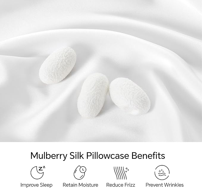 INFIIXSO Mulberry Silk Pillowcase 2 Count, Silk Pillow Cases Queen Size Set - Image 2