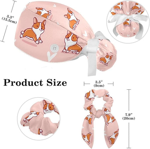 Adjustable Brown Dachshund Dog Blue Surgical Scrub Cap - Image 2