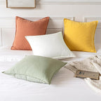 MIULEE Decorative Linen Pillow Covers 20x20 Inch Light Green ​Boho Farmhouse​ - Image 5
