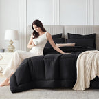 Sasttie Twin Comforter Set Black, 5 Pieces Bed in a Bag Twin, Complete Bedding - Image 3