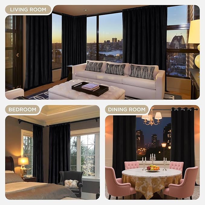 Joydeco Black 100% Blackout Curtains 120 Inch 2 Panels, Luxury Thermal - Image 7