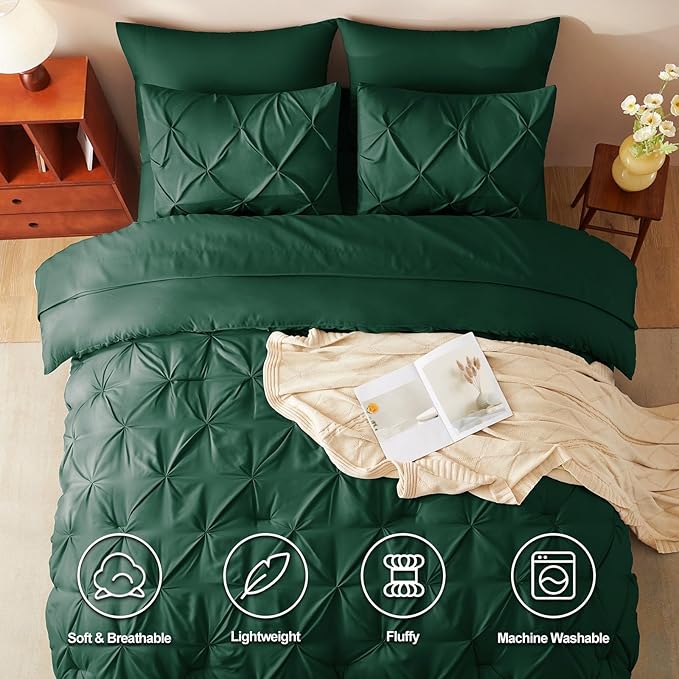 CozyLux Full Size Comforter Sets Emerald Green, 7 Pieces Bed in A Bag Green - Image 2