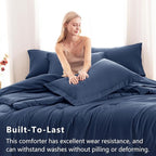 CozyLux Full Size Comforter Sets Navy Blue, 7 Pieces Bed in a Bag Full - Image 3