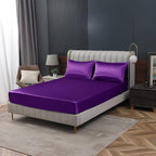 Homiest Purple Satin Fitted Twin XL Size Bed Sheet, Deep Pocket, Luxury & Ultra - Image 9