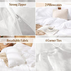 LBRO2M 100% France Linen Duvet Cover Set Queen Size 3 Pcs Natural Flax - Image 5
