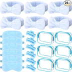 Hoteam 24 Pcs Spa Party Favors Supplies 6 Spa Headband 6 Plush Sleep Eye Mask 6 by Hoteam