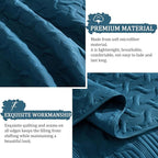 Yiran Teal Blue Quilt Set King Size Lightweight Bedspread Ultrasonic Wave - Image 6
