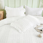 WONGS BEDDING White Queen Comforter Set, Boho Ruffle Comforter - Image 6