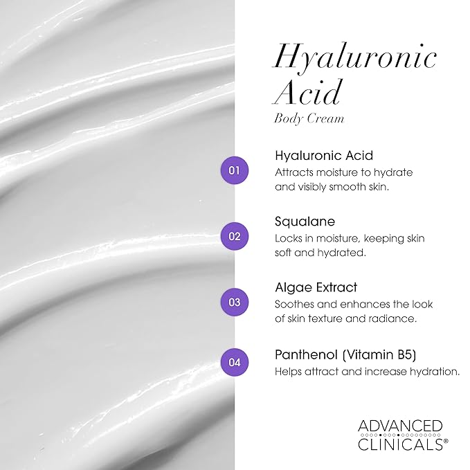 Advanced Clinicals Hyaluronic Acid Moisturizer Body Cream W/Vitamin E | - Image 5