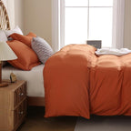 JSD Burnt Orange Duvet Cover Set King Size, 3 Piece Duvet Cover - Image 7