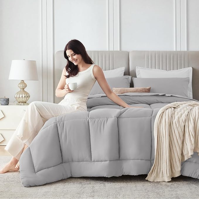 Sasttie Oversized Queen Comforter Set, 7 Pieces Reversible Bed in a Bag - Image 8