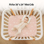 Baby Mini Crib Sheets Girl, Portable 38”x26” Pack and Play Sheets Fitted - Image 4