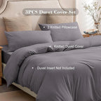 PURE ERA Jersey Knit Duvet Cover Set 100% T-Shirt Cotton Super Soft Comfy 3pc - Image 4