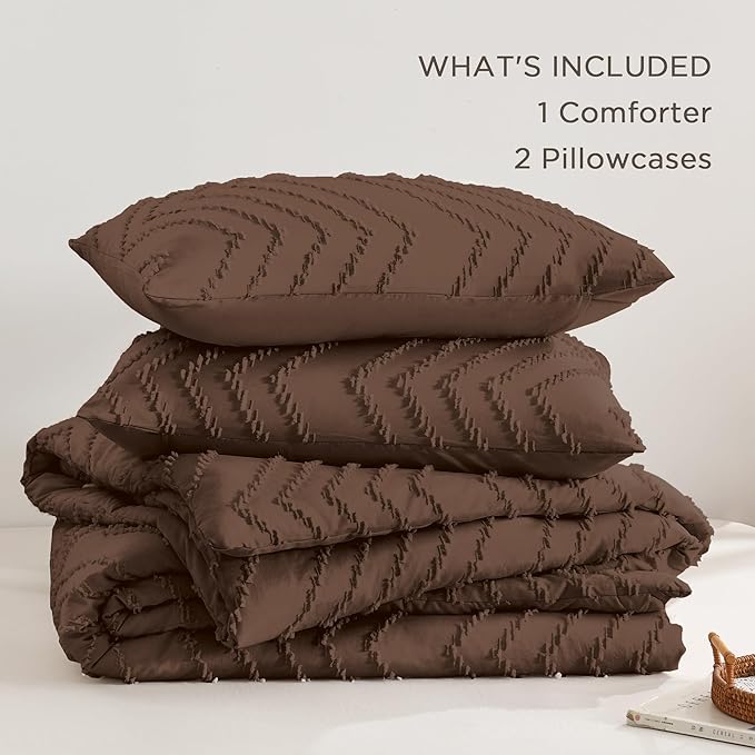 Andency Brown Comforter Set Queen Size, Boho Soft Warm Tufted Bedding Comforter - Image 6
