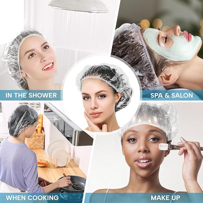 YIZIJIZI 30PCS Disposable Shower Caps, Large Thick Clear Waterproof Shower Cap - Image 7