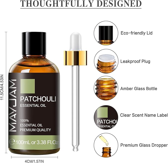 Patchouli Essential Oil, MAYJAM 3.38FL.OZ Essential Oils, Use - Image 6