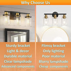 L LOHAS LED 3-Light Black and Gold Bathroom Light Fixtures, 20 Inch Modern - Image 2