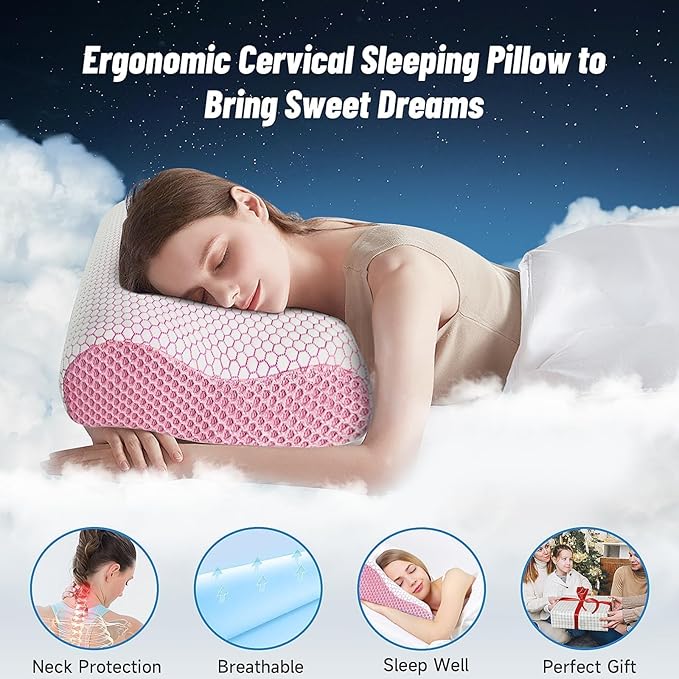 CloudBliss Memory Foam Pillow, Ergonomic Neck Contour Cervical Pillow - Image 4