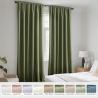 Joydeco Coconut Green Velvet Curtains 108 Inches 2 Panels, Luxury Thermal - Image 7