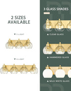 Bathroom Light Fixtures Over Mirror, 3-Light Brushed Gold Vanity Light - Image 9
