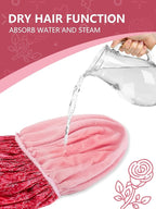 Years calm Terry Lined Shower Cap, Triple Layer Heart Motifs, Waterproof - Image 5