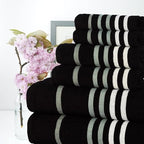 CASA COPENHAGEN Exotic 6Pcs 100% Egyptian Cotton Designer Towels Gift Set- Black - Image 2