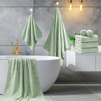 8 Piece Sage Green Bath Towels Set, 2 Oversized Large Bath Sheets, 2 Hand - Image 5