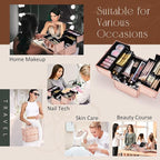 FRENESSA Makeup Train Case Cosmetic Box Portable Makeup Case Organizer 4 Trays - Image 4
